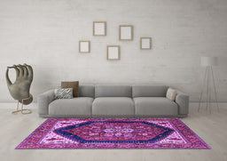 Machine Washable Oriental Purple Industrial Area Rugs in a Living Room, wshurb1950pur