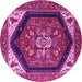 Round Oriental Pink Industrial Rug, urb1950pnk