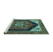 Sideview of Machine Washable Oriental Turquoise Industrial Area Rugs, wshurb1950turq