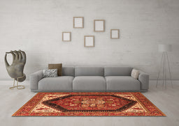 Machine Washable Oriental Orange Industrial Area Rugs in a Living Room, wshurb1950org