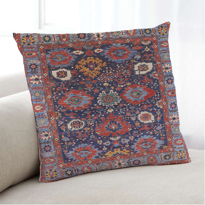 Lifestyle Image of Mid-Century Modern Urban Square Burgundy Red Throw Pillow, 18 inch by 18 inch, pwurb1951