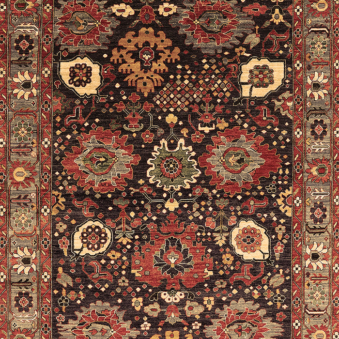 Machine Washable Oriental Brown Industrial Rug, wshurb1951brn