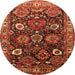 Round Oriental Orange Industrial Rug, urb1951org