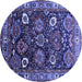 Round Oriental Blue Industrial Rug, urb1951blu