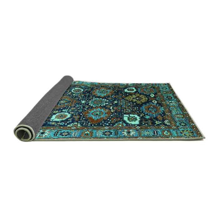 Sideview of Oriental Turquoise Industrial Rug, urb1951turq