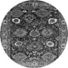 Round Machine Washable Oriental Gray Industrial Rug, wshurb1951gry