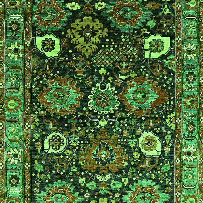 Machine Washable Oriental Green Industrial Area Rugs, wshurb1951grn