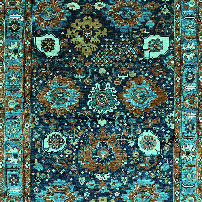 Machine Washable Oriental Turquoise Industrial Area Rugs, wshurb1951turq
