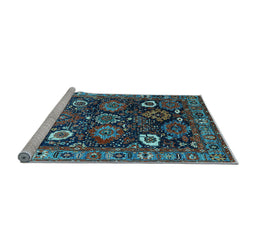 Sideview of Machine Washable Oriental Light Blue Industrial Rug, wshurb1951lblu