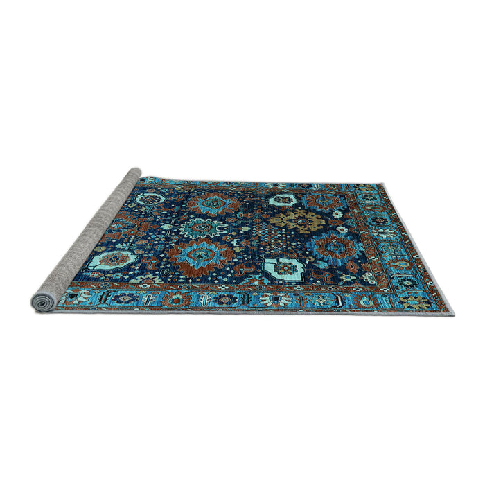 Sideview of Machine Washable Oriental Light Blue Industrial Rug, wshurb1951lblu
