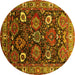 Round Oriental Yellow Industrial Rug, urb1951yw