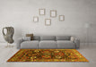 Machine Washable Oriental Yellow Industrial Rug in a Living Room, wshurb1951yw