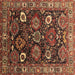 Square Machine Washable Oriental Brown Industrial Rug, wshurb1951brn