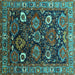 Square Oriental Turquoise Industrial Rug, urb1951turq