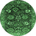 Round Oriental Emerald Green Industrial Rug, urb1951emgrn