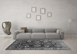 Machine Washable Oriental Gray Industrial Rug in a Living Room,, wshurb1951gry