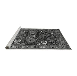 Sideview of Machine Washable Oriental Gray Industrial Rug, wshurb1951gry