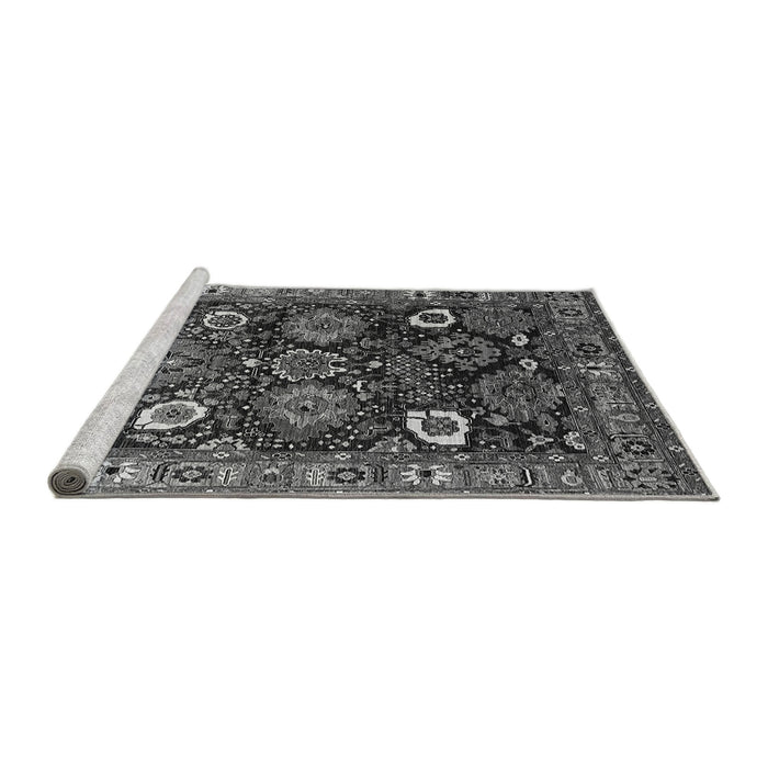 Sideview of Machine Washable Oriental Gray Industrial Rug, wshurb1951gry