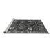 Sideview of Machine Washable Oriental Gray Industrial Rug, wshurb1951gry