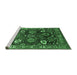 Sideview of Machine Washable Oriental Emerald Green Industrial Area Rugs, wshurb1951emgrn