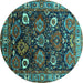 Round Oriental Turquoise Industrial Rug, urb1951turq