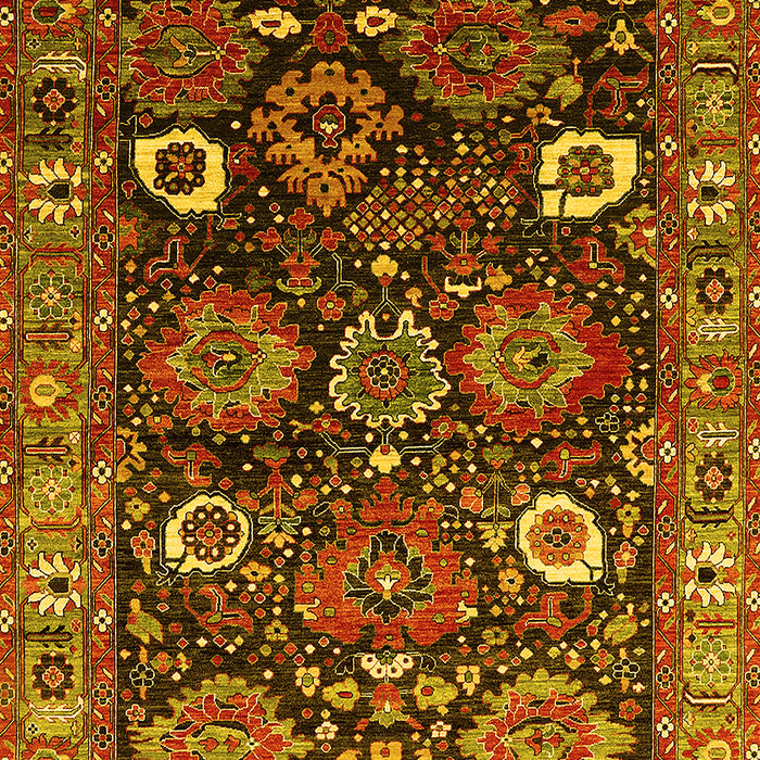 Machine Washable Oriental Yellow Industrial Rug, wshurb1951yw