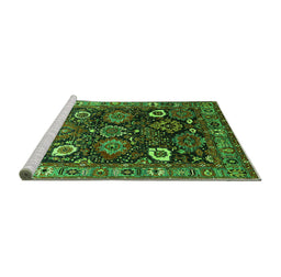 Sideview of Machine Washable Oriental Green Industrial Area Rugs, wshurb1951grn
