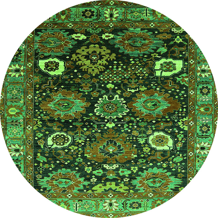 Round Oriental Green Industrial Rug, urb1951grn