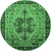 Round Oriental Emerald Green Industrial Rug, urb1952emgrn