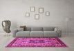 Machine Washable Oriental Pink Industrial Rug in a Living Room, wshurb1952pnk