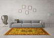 Machine Washable Oriental Yellow Industrial Rug in a Living Room, wshurb1952yw