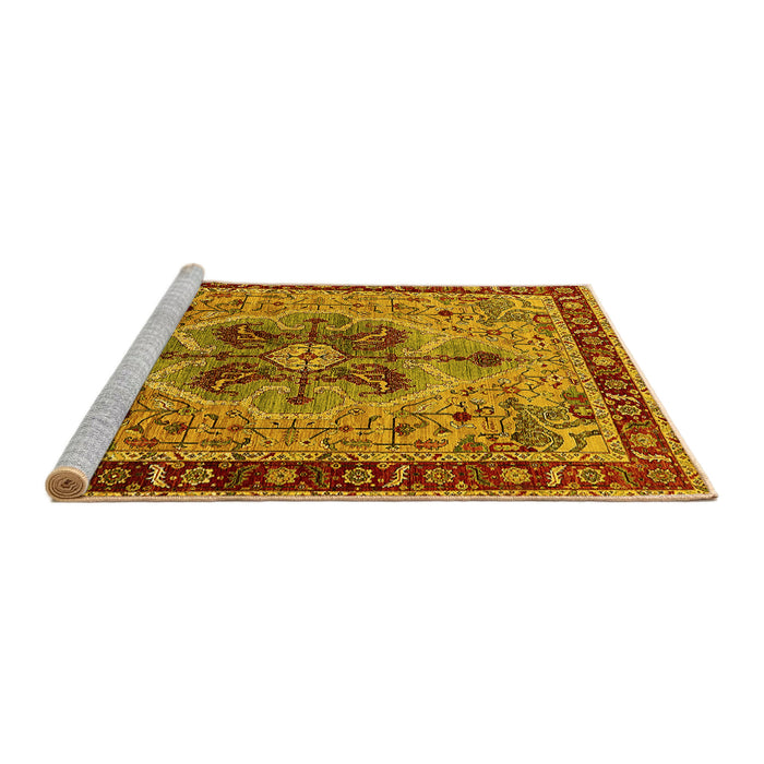 Sideview of Machine Washable Oriental Yellow Industrial Rug, wshurb1952yw