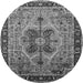 Round Oriental Gray Industrial Rug, urb1952gry