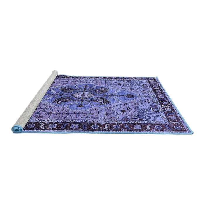 Sideview of Machine Washable Oriental Blue Industrial Rug, wshurb1952blu