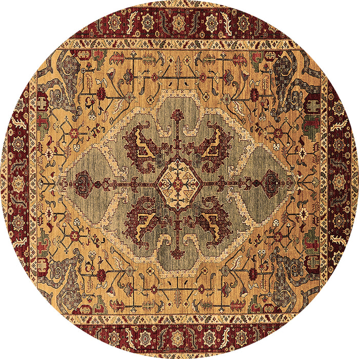 Round Machine Washable Oriental Brown Industrial Rug, wshurb1952brn