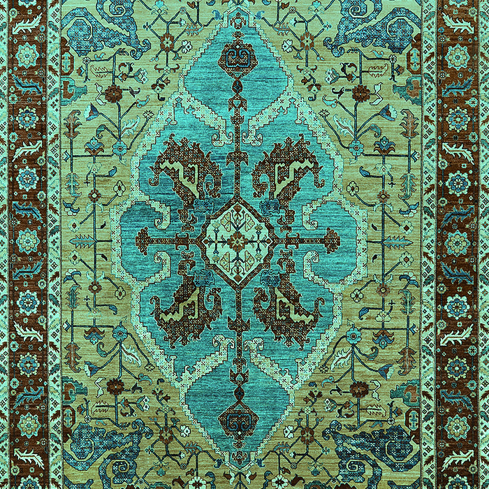Machine Washable Oriental Turquoise Industrial Area Rugs, wshurb1952turq