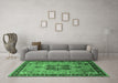 Machine Washable Oriental Emerald Green Industrial Area Rugs in a Living Room,, wshurb1952emgrn