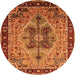 Round Oriental Orange Industrial Rug, urb1952org