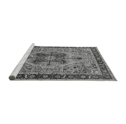 Sideview of Machine Washable Oriental Gray Industrial Rug, wshurb1952gry
