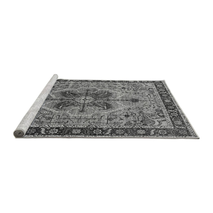 Sideview of Machine Washable Oriental Gray Industrial Rug, wshurb1952gry