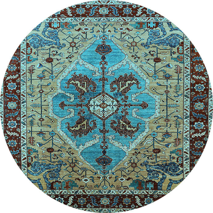 Round Oriental Light Blue Industrial Rug, urb1952lblu
