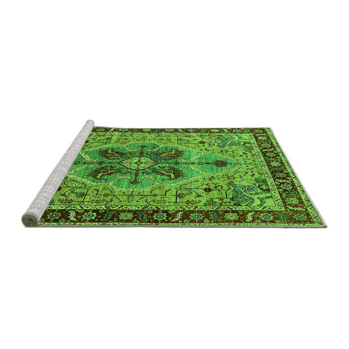 Sideview of Machine Washable Oriental Green Industrial Area Rugs, wshurb1952grn