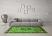 Machine Washable Oriental Green Industrial Area Rugs in a Living Room,, wshurb1952grn