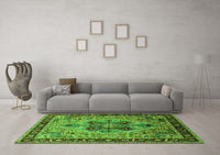 Machine Washable Oriental Green Industrial Rug, wshurb1952grn