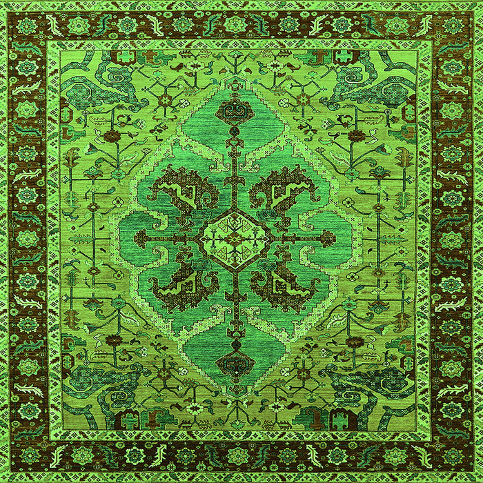 Square Machine Washable Oriental Green Industrial Area Rugs, wshurb1952grn