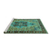 Sideview of Machine Washable Oriental Turquoise Industrial Area Rugs, wshurb1952turq