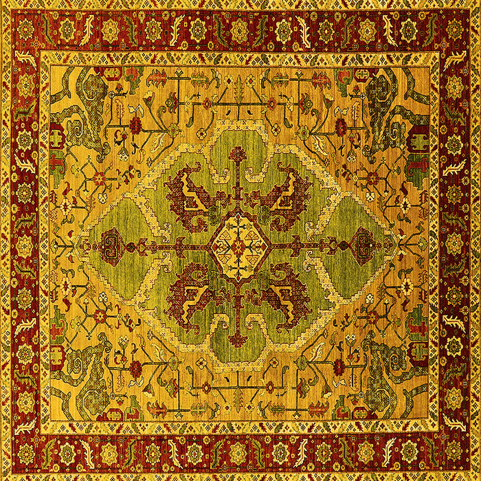 Square Machine Washable Oriental Yellow Industrial Rug, wshurb1952yw