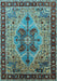 Machine Washable Oriental Light Blue Industrial Rug, wshurb1952lblu