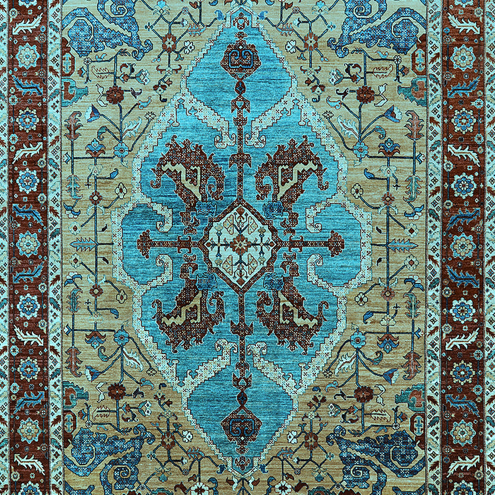 Machine Washable Oriental Light Blue Industrial Rug, wshurb1952lblu
