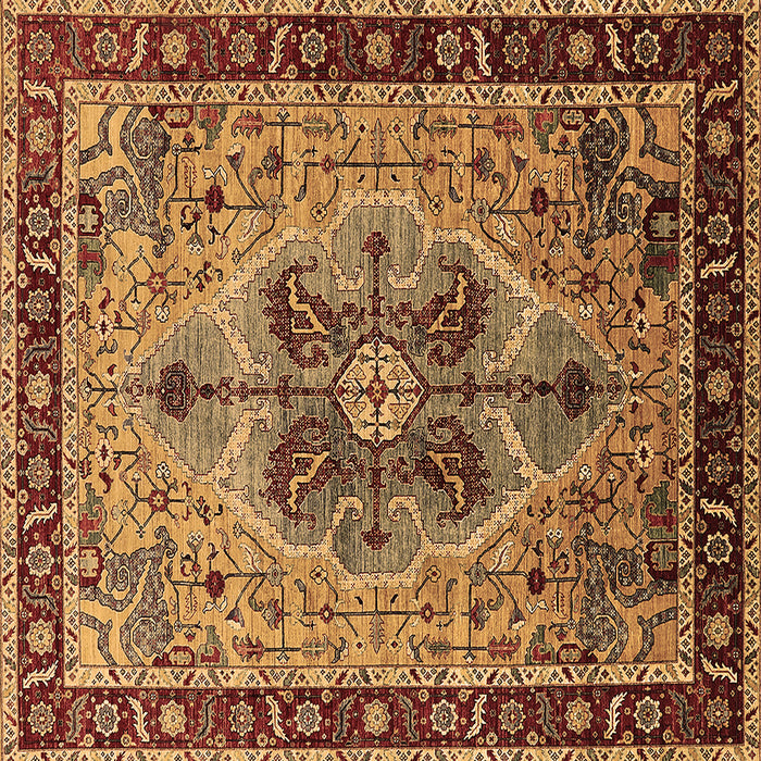 Square Machine Washable Oriental Brown Industrial Rug, wshurb1952brn